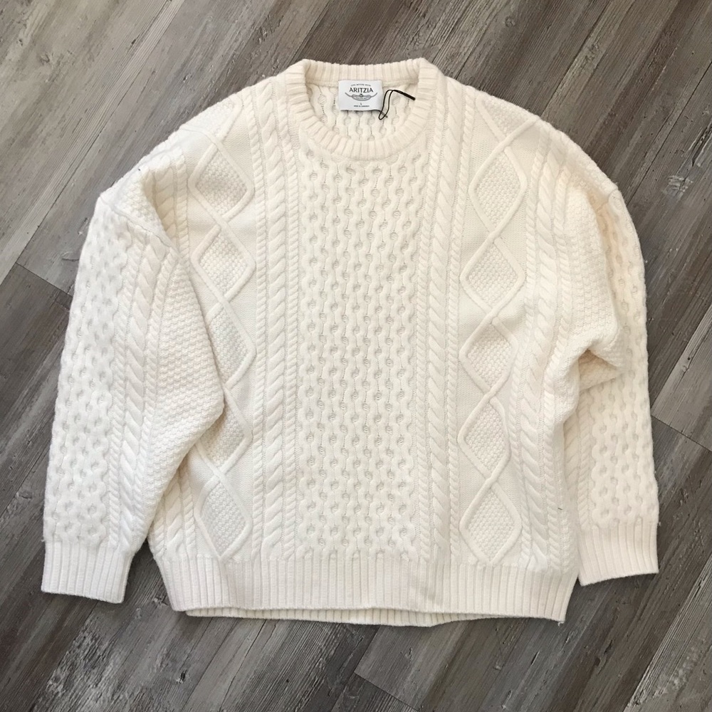 Aritzia Cream Cable Knit Sweater